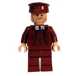 Train Conductor, Dark Red Suit, Dark Red Cap, Warm Tan Head