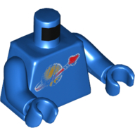 Lego Torso Classic Space Logo with Simulated Wear Print, Blue Arms and Hands / Blue