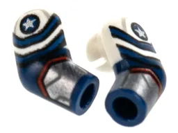 Arm, (Matching Left and Right) Pair with White Short Sleeve, Silver Star and Cuff Pattern / Dark Blue