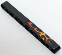 Technic, Liftarm Thick 1 x 11 with Yellow and Orange Flame Pattern Model Left Side (Sticker) - Set 8646
