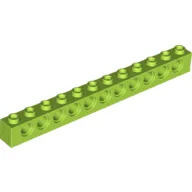 Technic Brick 1 x 12 [11 Pin Holes] / Lime