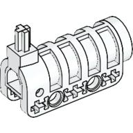 Lego Launcher, Technic Competition Cannon, Round Bottom with Same Color Ends / White