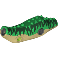 Lego Animal Body Part, Dinosaur, Baryonyx Body with Dark Green Markings, Green Back Print / Tan