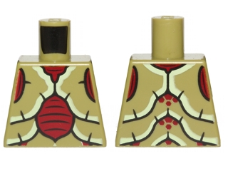 Lego Torso Galaxy Squad Mosquitoid with Dark Red, Yellowish Green and Black Exoskeleton Pattern