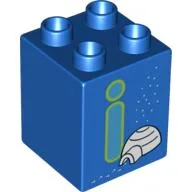 Duplo Brick 2 x 2 x 2 with 'I' and Igloo Print / Blue