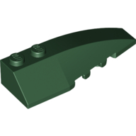 Lego Brick Wedged, Curved 6 x 2 Right, Inner Ridges / Dark Green