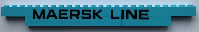 Lego Stickered Assembly 24 x 1 x 2 with Black 'MAERSK LINE' Pattern Model Left Side (Sticker) - Set 10241