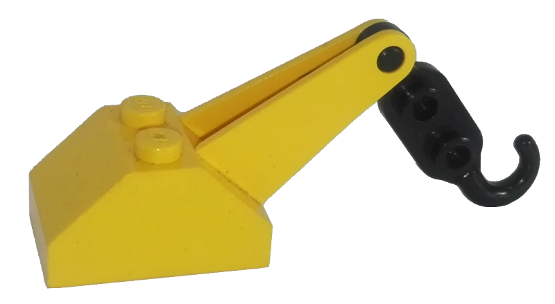 Lego Hook Slope 45 2 x 3 x 1 1/3 Double with Arm with Black Tow Hook (3135 / 3136)