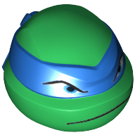 Lego Minifig Head Special, Ninja Turtle with Blue Mask and Frown Print (Leonardo) / Green