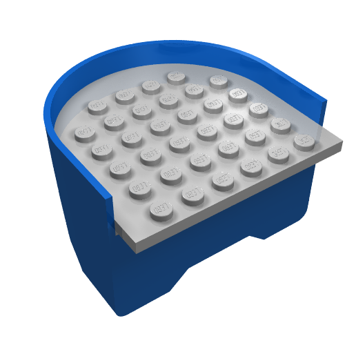 Lego Boat Hull Section, Stern 6 x 6 x 3 1/3 with Light Gray Deck / Blue