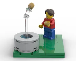 Man Flipping coins into fountain