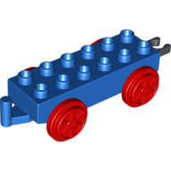 Lego Duplo Train Chassis 2 x 6 with Red Train Wheels and Moveable Hook / Blue