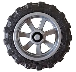 Wheel 15mm D. x 6mm City Motorcycle with Black Tire 21mm D. x 6mm City Motorcycle (50862 / 50861) / Flat Silver