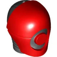 Minifig Head Special, Helmet with Neck Ridges and Red Mask with Red Circle Print (Guavian Security Soldier) / Red