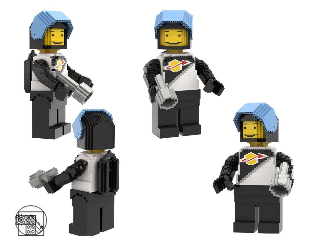 Lego Maxi Figure black and white space man with space torch