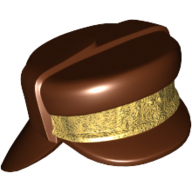 Lego Hat with Neck Protector, Gold Stripe Print (Naboo Security Officer) / Reddish Brown