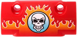 Technic, Panel Curved 7 x 3 with 2 Pin Holes through Panel Surface with White Skull on Medium Azure Circle and Orange Flames Pattern (Sticker) - Set 42106