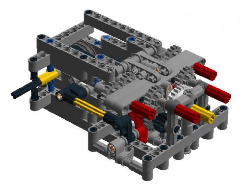 Lego Sequental gear box, 1 power input, 1 manage input, 4 serial output