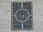 Glass for Window 1 x 4 x 5 with Bars and Number 56 in Circle Pattern (Sticker) - Set 4856 / Trans-Brown