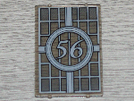 Lego Glass for Window 1 x 4 x 5 with Bars and Number 56 in Circle Pattern (Sticker) - Set 4856