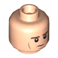Lego Minifig Head Han Solo, Dual Sided Brown Eyebrows, Black Eyes, Wrinkles and Smile / Grim Print [Hollow Stud] / Light Nougat