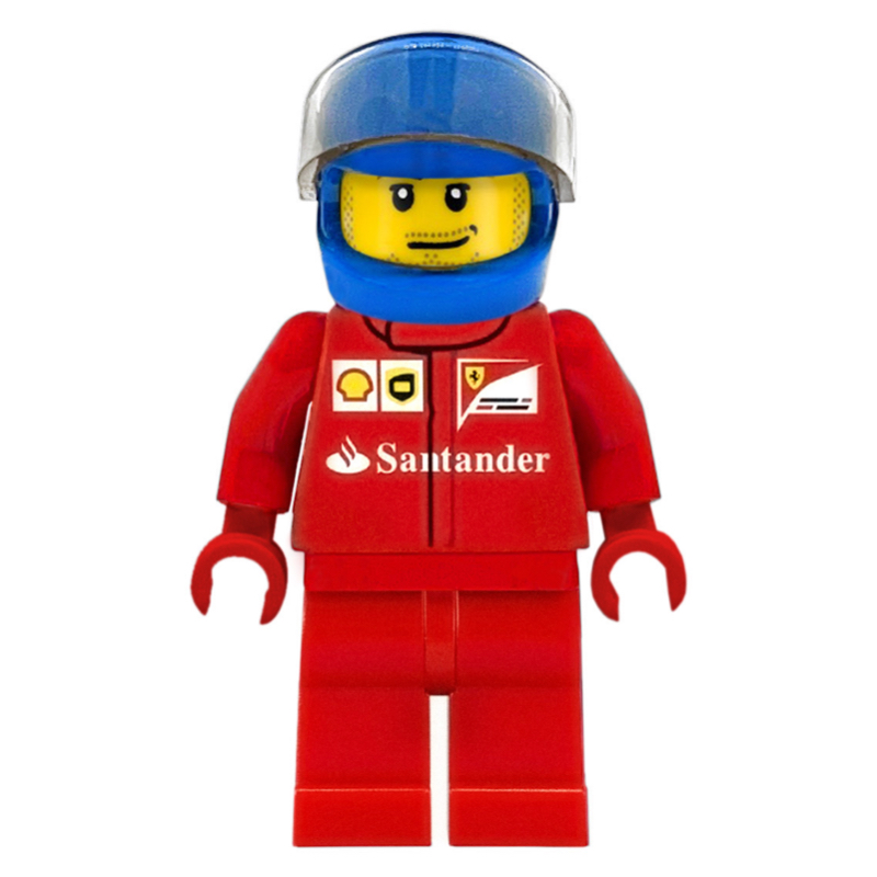 Lego Race Driver, Red Torso, Red Legs, Blue Helmet, Ferrari 1