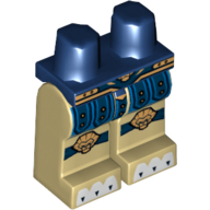 Lego Hips and Tan Legs with Strapped Kilt, Lion Knee Protection and Clawed Feet Print / Dark Blue