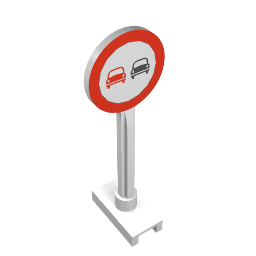 Lego Road Sign Round with No Overtaking Print / White