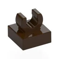 Tile Special 1 x 1 with Clip with Rounded Edges / Dark Brown