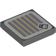 Tile 2 x 2 with Dry Bones, No Pupils and Barcode Print (Sticker) / Dark Bluish Gray