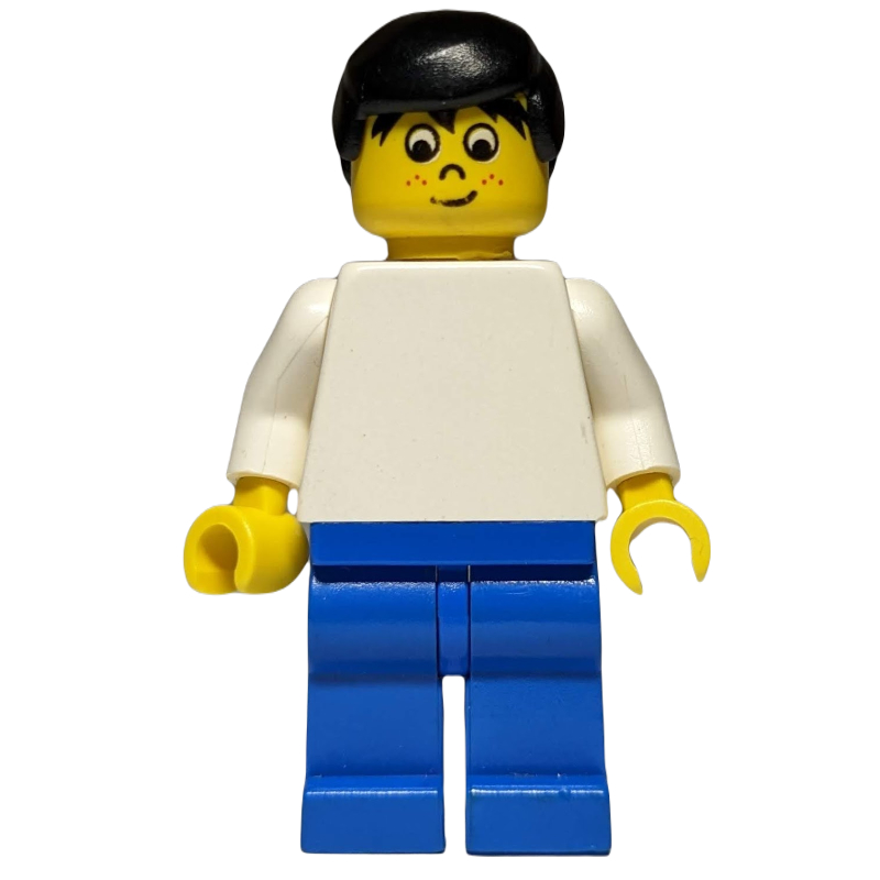 Lego Soccer Player White Torso, Blue Legs, Black Hair, Freckles
