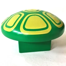 Duplo Mushroom 2 x 2 Base with Yellow Turtle Shell Print / Green