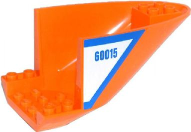 Lego Aircraft Fuselage Aft Section Curved Bottom 6 x 10 with Blue Line and '60015' on White Background Pattern on Both Sides (Stickers) - Set 60015