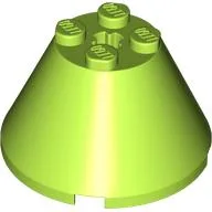 Cone 4 x 4 x 2, Axle Hole [Plain] / Lime