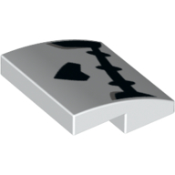 Lego Brick Curved 2 x 2 x 2/3 with Skeleton Mouth and Nose / White