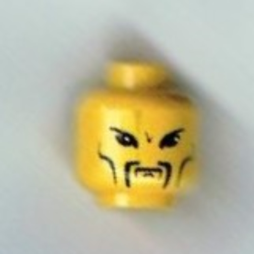 Lego Minifig Head Emperor Chang Wu, Moustache Fu Manchu, Cheek Bones, Ponytail Hair on Back Print / Yellow