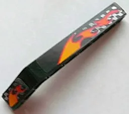 Technic, Liftarm, Modified Bent Thick 1 x 9 (7 - 3) with Flames and Silver Checkered Pattern Right (Stickers) - Set 8645
