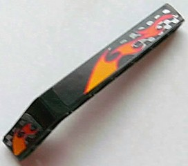Lego Technic, Liftarm, Modified Bent Thick 1 x 9 (7 - 3) with Flames and Silver Checkered Pattern Right (Stickers) - Set 8645