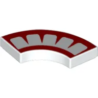 Tile 2 x 2 Curved, Macaroni with 4 Red Points and Border Print / White