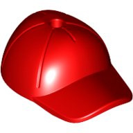 Lego Hat / Cap Short Curved Bill with Seams and Hole on Top / Red