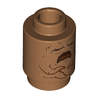 Lego Brick Round 1 x 1 Open Stud with Mandrake Root Print / Medium Nougat
