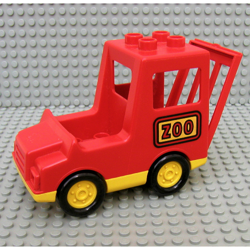Lego Duplo Truck with Covered Bed, Yellow Base and 'ZOO' Print / Red