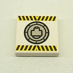 Tile 2 x 2 with Black and Yellow Danger Stripes and Round Hatch Print