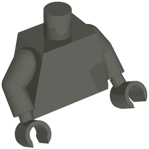 Lego Torso, Dark Gray Arms and Hands [Plain] / Dark Gray