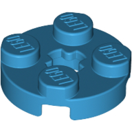 Lego Plate Round 2 x 2 with Axle Hole Type 1 (+ Opening) / Dark Azure