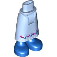 Lego Minidoll Hips and Skirt with Ankles with Magenta Goats, Blue Bells, White Dots, Blue Shoes print / Bright Light Blue