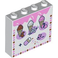 Lego Brick 1 x 4 x 3 with Ice Cream Menu, Sprinkles print / White