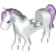 Animal, Horse with 2 x 2 Cutout, Blue Eyes and Face Decoration, Lavender Mane and Tail Print / White