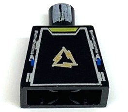 Lego Torso Alpha Team Arctic Uniform with Copper Lightning Bolts in Triangle Logo and Silver Zippers with Blue Tabs, Yellow Neck Pattern