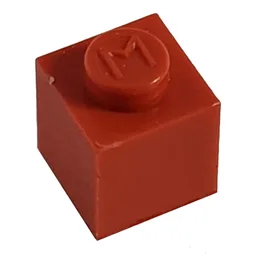 Modulex Brick 1 x 1 with M on Stud / Modulex Red